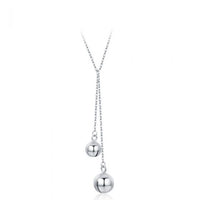 Adjustable Drop Round Bells 925 Sterling Silver Necklace