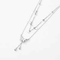 Circular Sequin Butterfly 925 Sterling Silver Necklace