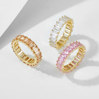 Modern Geometry Baguette Rectangle Crystal Sterling Silver Ring