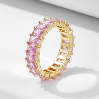 Modern Geometry Baguette Rectangle Crystal Sterling Silver Ring