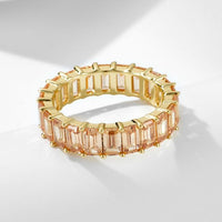 Modern Geometry Baguette Rectangle Crystal Sterling Silver Ring