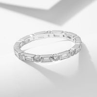 Office Geometry Baguette and Round Crystal Sterling Silver Ring