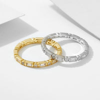 Office Geometry Baguette and Round Crystal Sterling Silver Ring