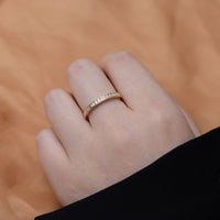 Geometric Baguette and Round Crystal Sterling Silver Ring