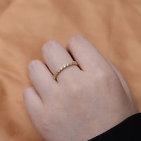 Casual Round Crystal Beads Border Sterling Silver Ring