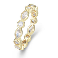 Oval Round Cubic Zirconia 925 Sterling Silver Ring