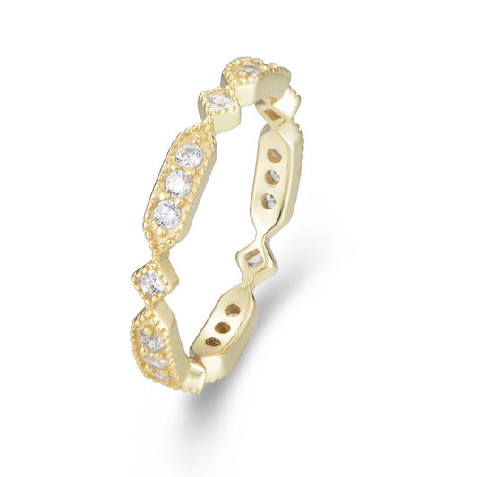 Geometry Rhombus Rectangle Cubic Zirconia Ring