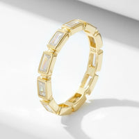Modern Geometry Baguette Rectangle Crystal Ring