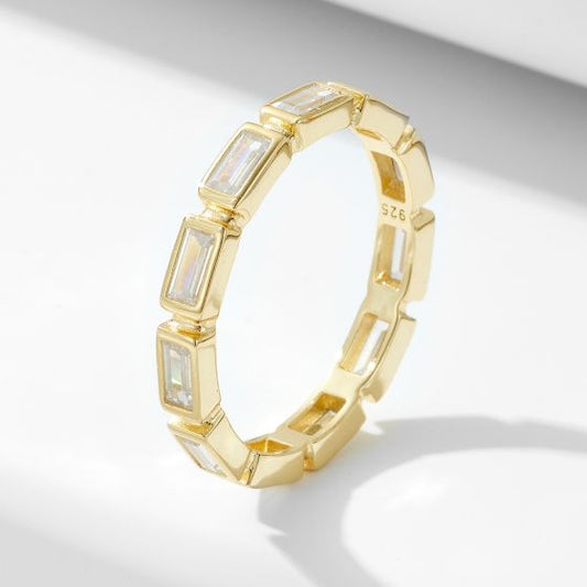 Modern Geometry Baguette Rectangle CZ Ring