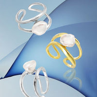 Double Layer Irregular Baroque Pearl Ring