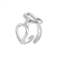 Irregular Double Hollow Circles Sterling Silver Adjustable Ring