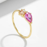 Pink Waterdrop Crystal 925 Sterling Silver Ring