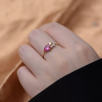 Pink Waterdrop Crystal 925 Sterling Silver Ring