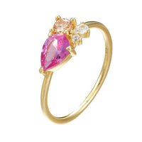 Pink Waterdrop Crystal 925 Sterling Silver Ring