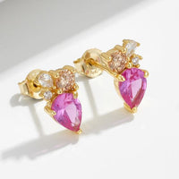 Pink Waterdrop Crystal Sterling Silver Stud Earrings