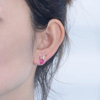 Pink Waterdrop Crystal Sterling Silver Stud Earrings