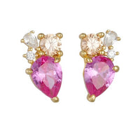 Pink Waterdrop Crystal Sterling Silver Stud Earrings