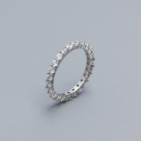 Round Crystal Lines 925 Sterling Silver Ring