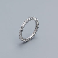 Round Crystal Lines 925 Sterling Silver Ring