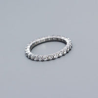 Round Crystal Lines 925 Sterling Silver Ring