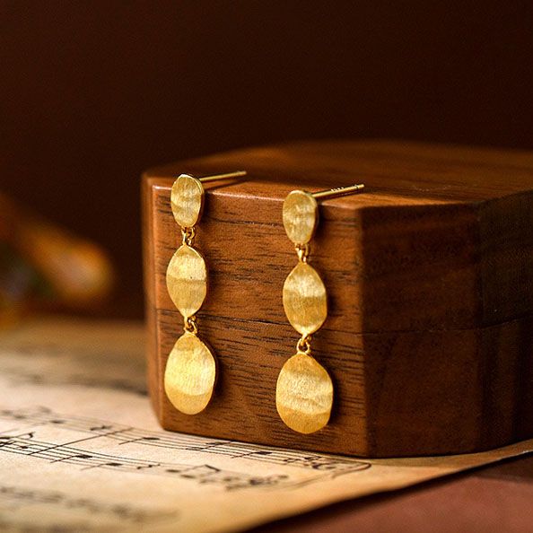 Modern Geometry Three-Oval Sterling Silver Earrings