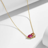 Pink Teardrop Crystal 925 Sterling Silver Necklace