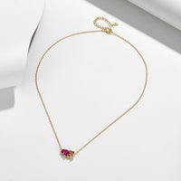 Pink Teardrop Crystal 925 Sterling Silver Necklace