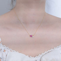 Pink Teardrop Crystal 925 Sterling Silver Necklace