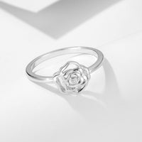 Camellia Flower Crystal Sterling Silver Ring