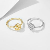 Camellia Flower Crystal Sterling Silver Ring