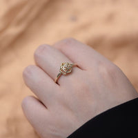 Camellia Flower Crystal Sterling Silver Ring