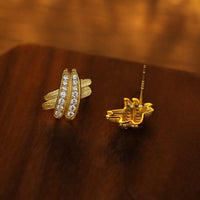 Crystal Cross 925 Sterling Silver Stud Earrings