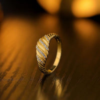Twisted Crystal Line Adjustable Ring, 925 Sterling Silver