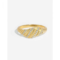 Twisted Crystal Line Adjustable Ring, 925 Sterling Silver