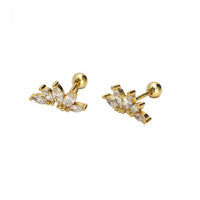 Round Crystal Crown 925 Sterling Silver Stud Earrings