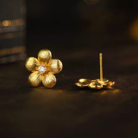Gold Flower 925 Sterling Silver Stud Earrings