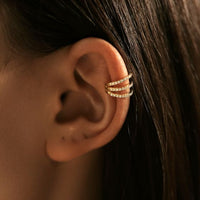 Geometric U-Shaped Adjustable Ear Cuff with Cubic Zirconia