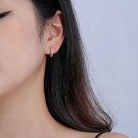 Irregular Micro Setting Crystal Hoop Earrings 925 Sterling Silver