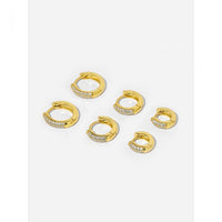 Irregular Micro Setting Crystal Hoop Earrings 925 Sterling Silver