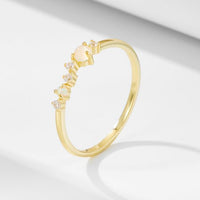 Natural Moonstone and Crystal Open Sterling Silver Ring
