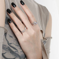 Irregular Round Purple Crystal 925 Sterling Silver Adjustable Ring
