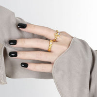 Irregular Round Purple Crystal 925 Sterling Silver Adjustable Ring