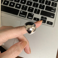 Glossy Spherical 925 Sterling Silver Adjustable Ring