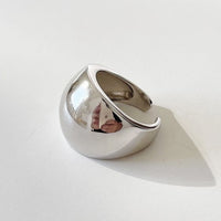 Glossy Spherical 925 Sterling Silver Adjustable Ring