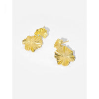 Gold Lotus Leaf Sterling Silver Drop Earrings