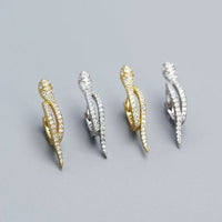 Modern Crystal Snake 925 Sterling Silver Hoop Earrings