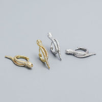 Modern Crystal Snake 925 Sterling Silver Hoop Earrings