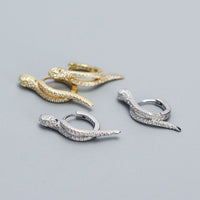 Modern Crystal Snake 925 Sterling Silver Hoop Earrings