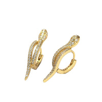 Modern Crystal Snake 925 Sterling Silver Hoop Earrings