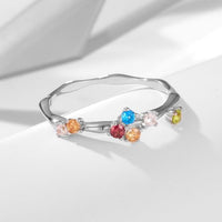Rainbow Crystal Adjustable Sterling Silver Ring